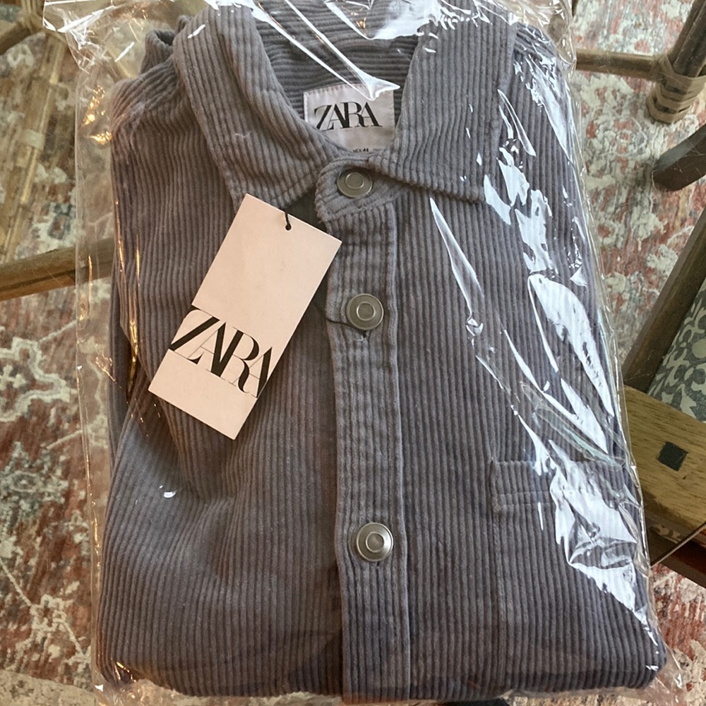 NWT Zara slate blue corduroy overshirt